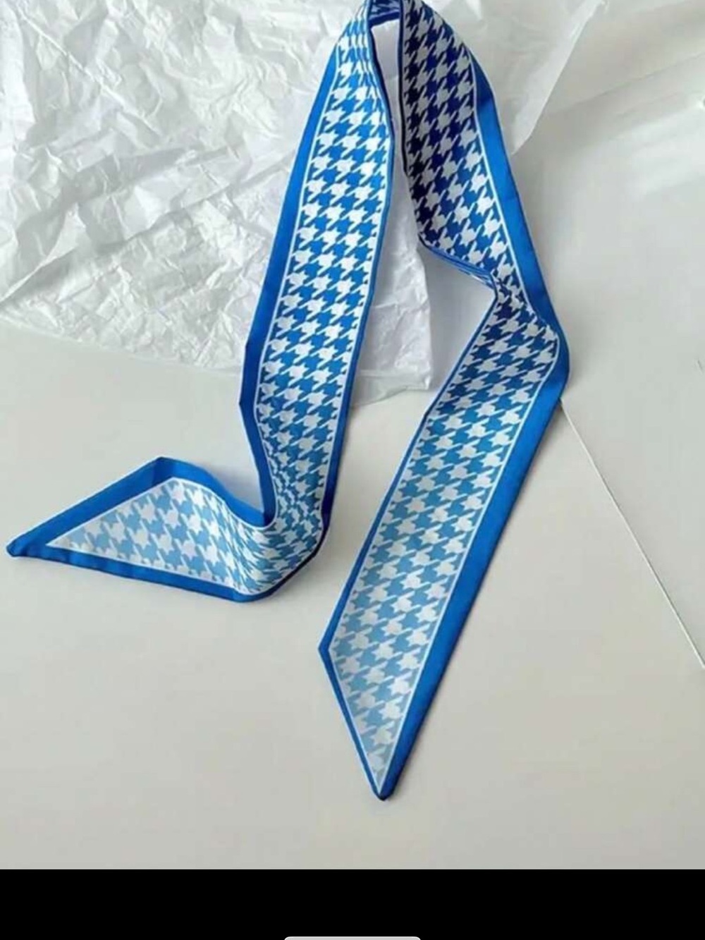 Blue Patterned Silk Bag Scarves - Set of 4 - Picture 5 of 5